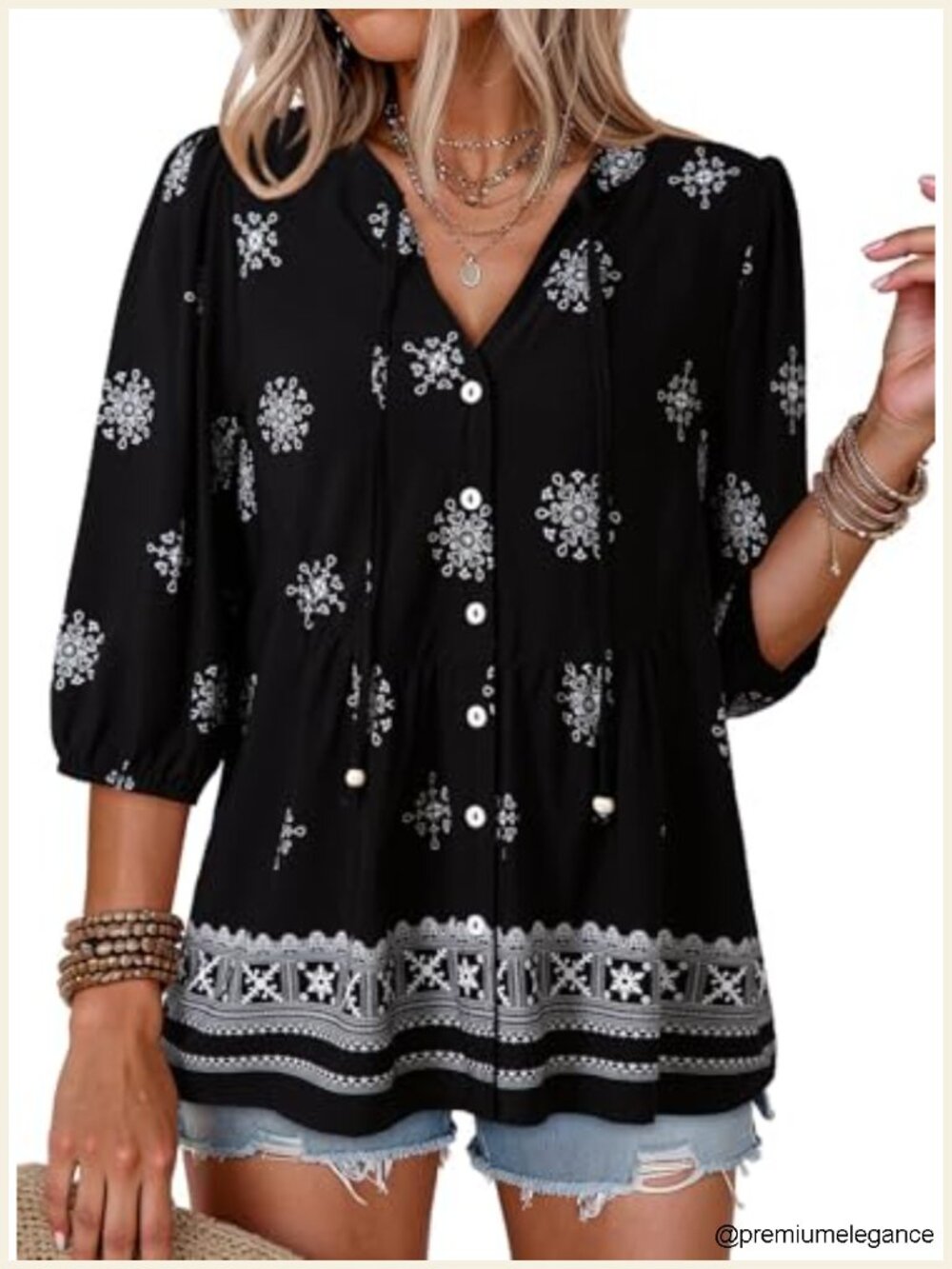 Boho Floral Short Sleeve Button Down V Neck Peplum Babydoll Blouse Shirt
